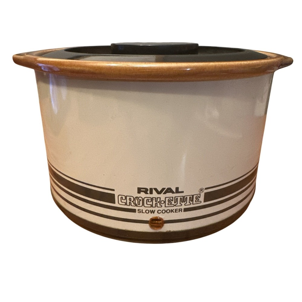 Vintage‎ Rival Crock-Ette 1 Quart Slow Cooker Stoneware Crock Pot Brown 3205